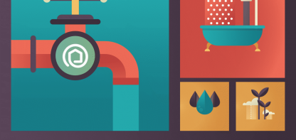 Different uses for water and a tap with the OPOH logo