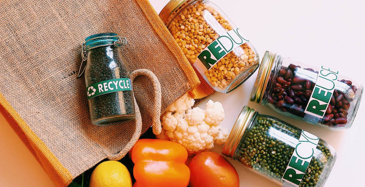 Jars with Reduce, Reuse, Recycle labels