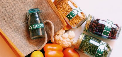 Jars with Reduce, Reuse, Recycle labels