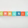 Community written on toy blocks