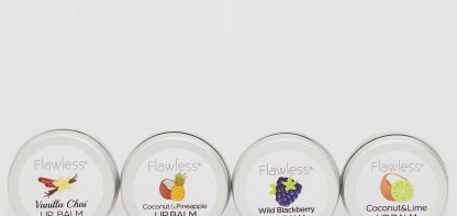 Four pots of vegan lip balm