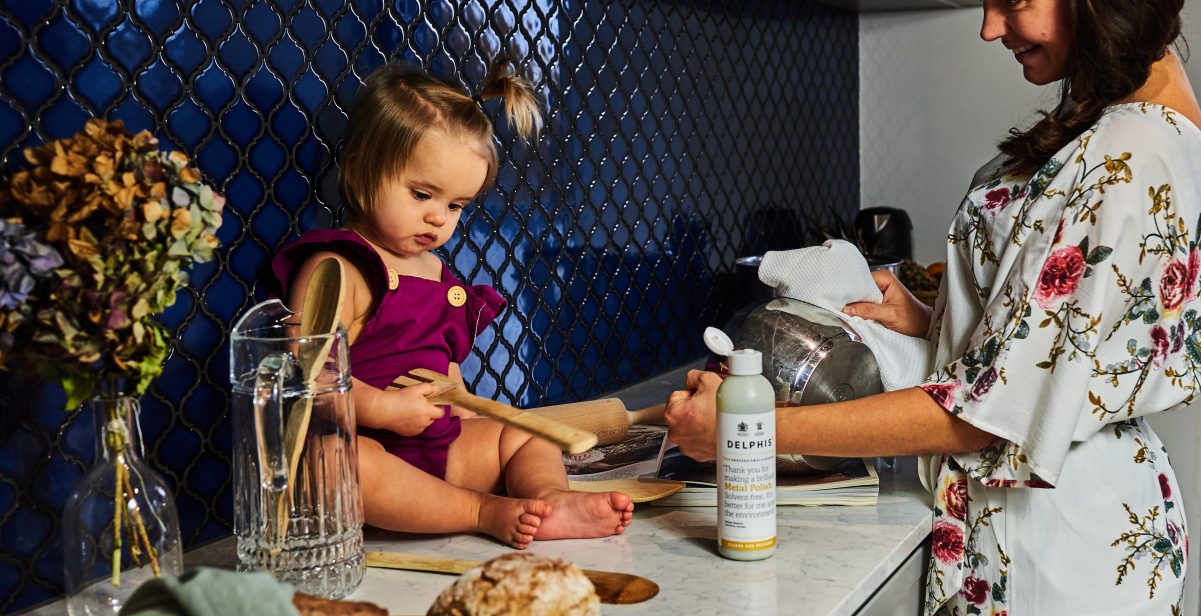 baby in kitchen