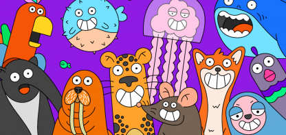 Smiling cartoon characters