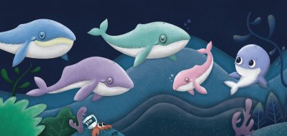 illustration of whales swimming