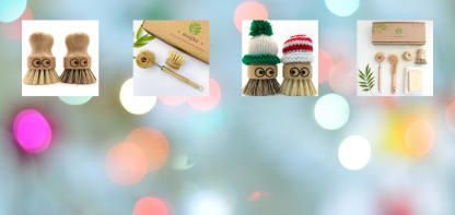 Images of bamboo dish scrubbers