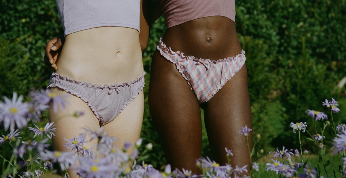 Two women wearing knickers