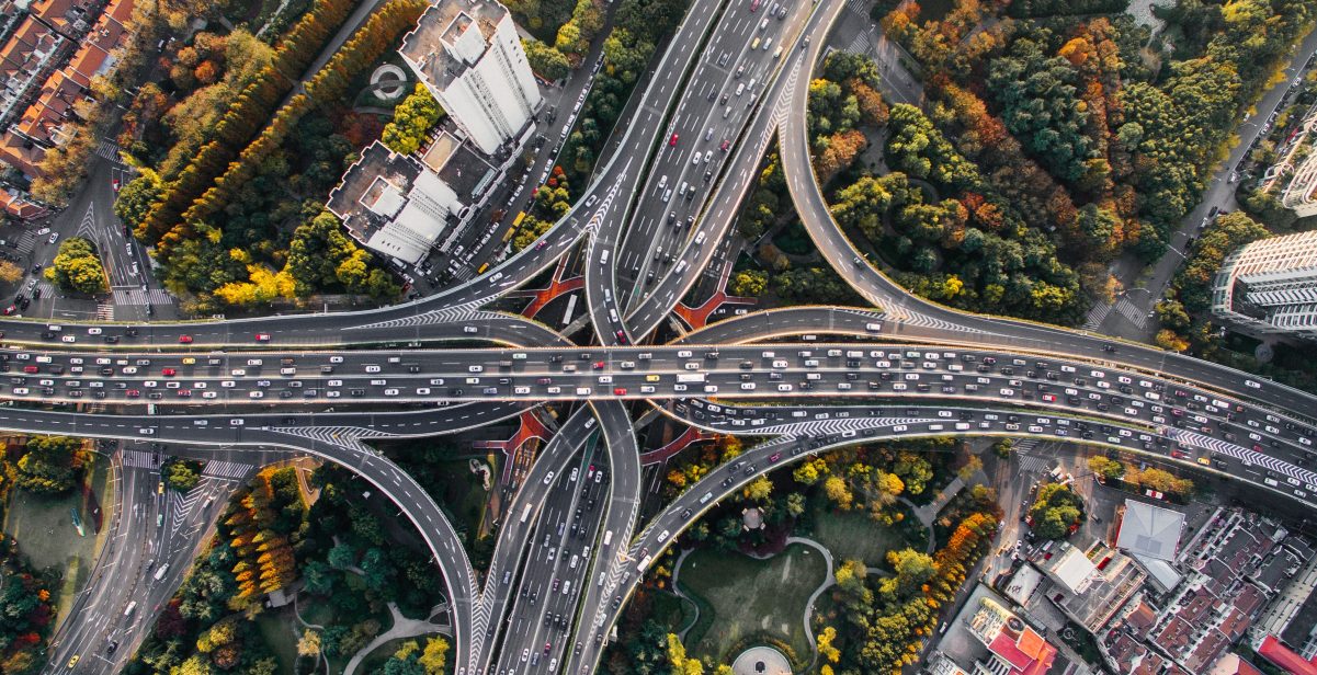 Aerial view of Chinese roads